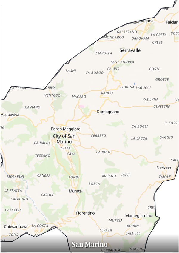 San Marino map poster — the country's outline filled with a real map