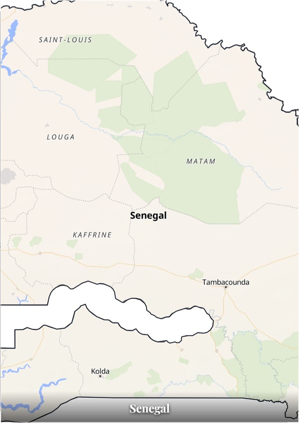 Senegal map poster — the country's outline filled with a real map