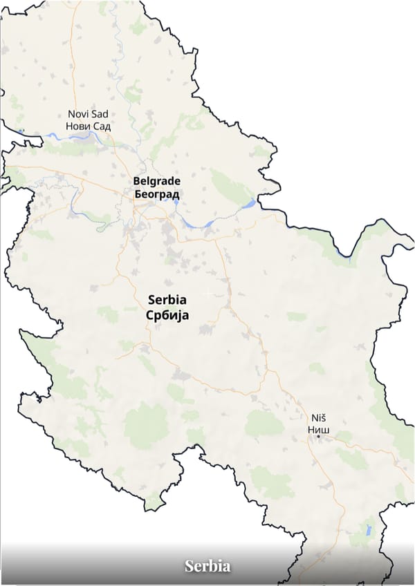 Serbia map poster — the country's outline filled with a real map