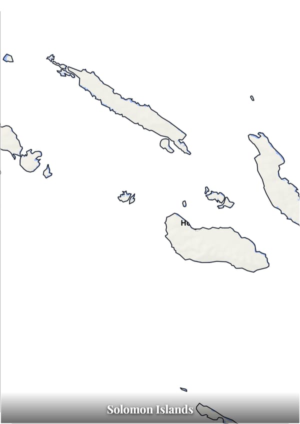 Solomon Islands map poster — the country's outline filled with a real map