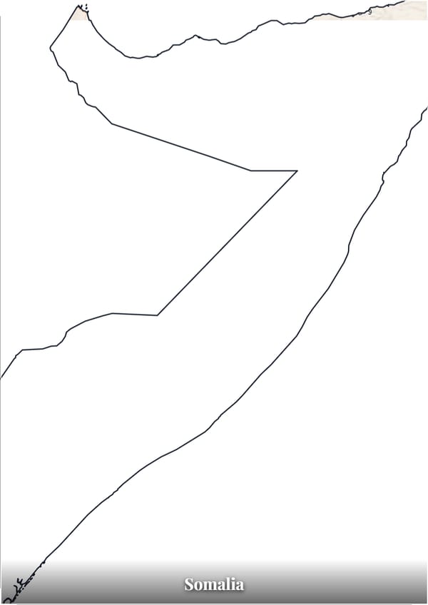 Somalia map poster — the country's outline filled with a real map