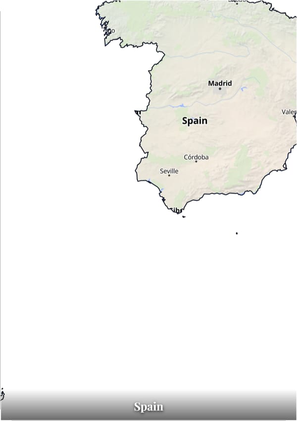 Spain map poster — the country's outline filled with a real map