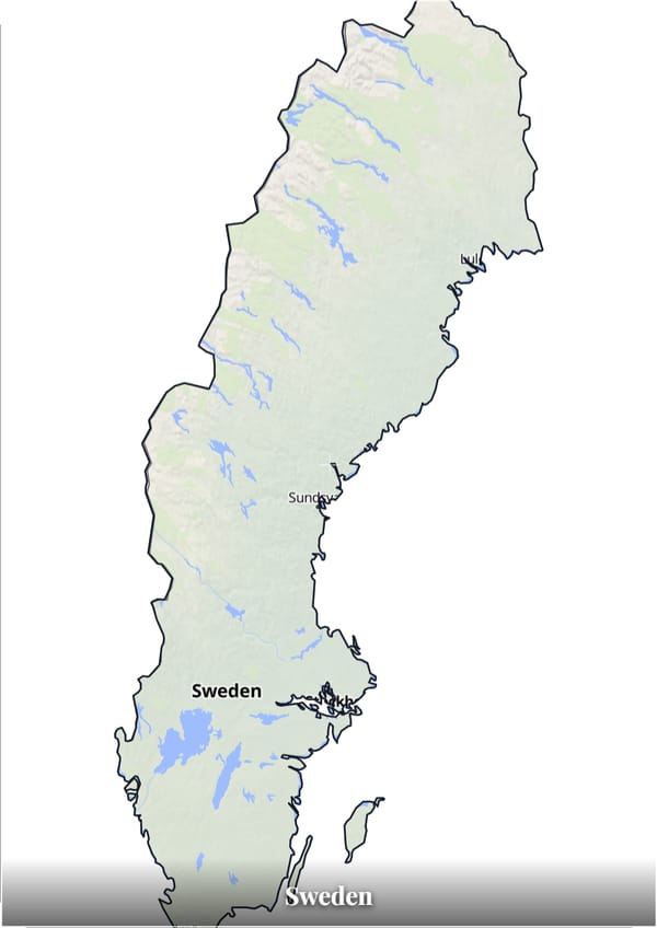 Sweden map poster — the country's outline filled with a real map