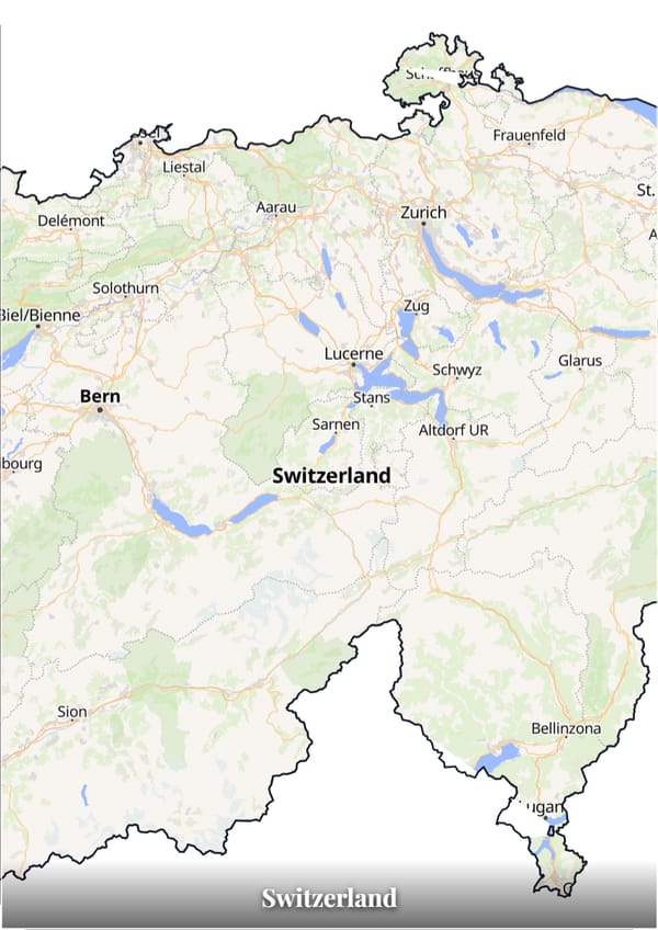 Switzerland map poster — the country's outline filled with a real map