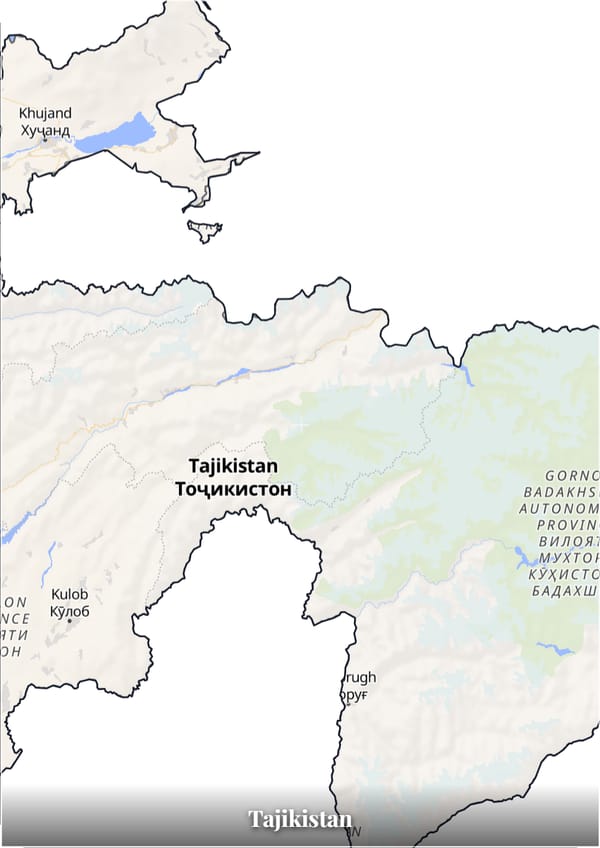 Tajikistan map poster — the country's outline filled with a real map