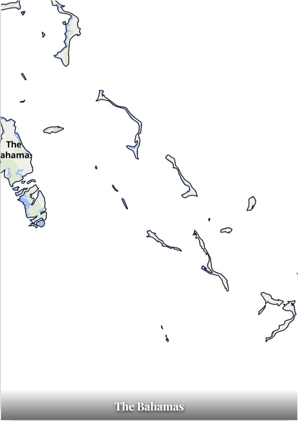 The Bahamas map poster — the country's outline filled with a real map