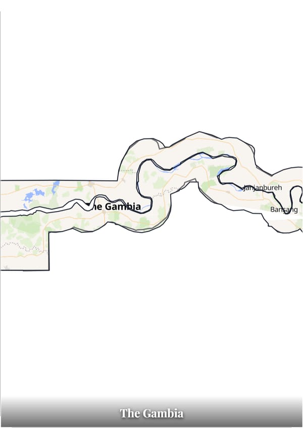 The Gambia map poster — the country's outline filled with a real map
