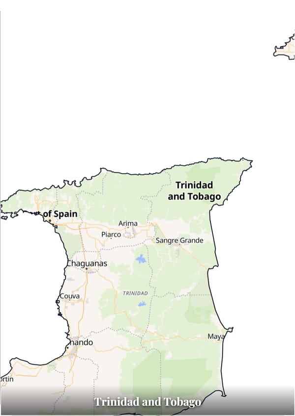Trinidad and Tobago map poster — the country's outline filled with a real map