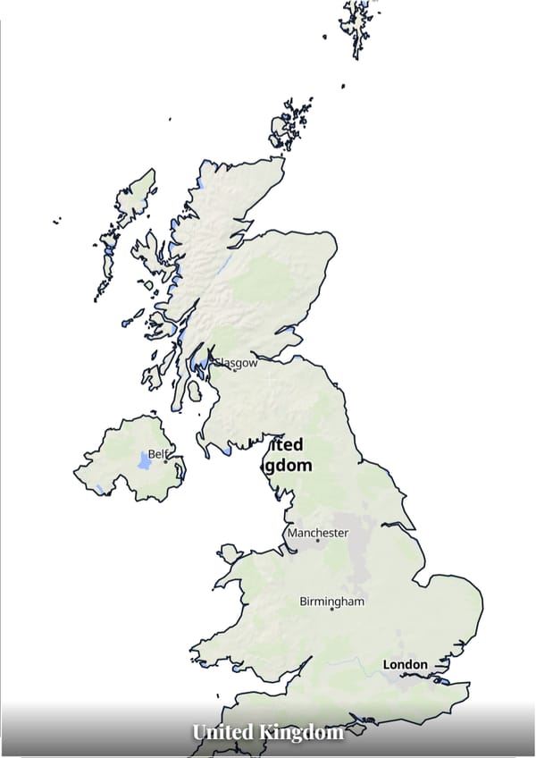 United Kingdom map poster — the country's outline filled with a real map