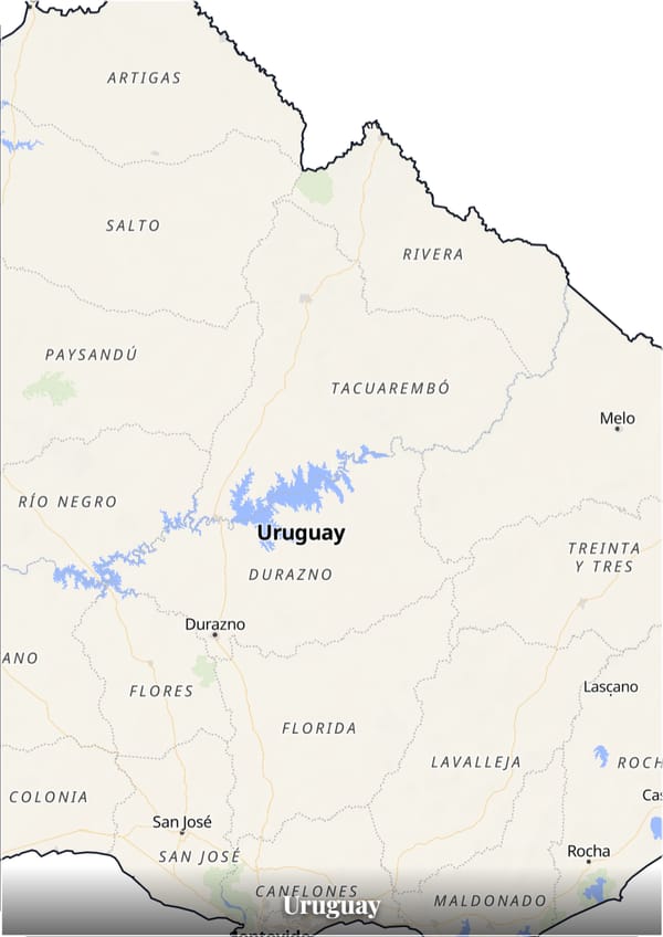 Uruguay map poster — the country's outline filled with a real map