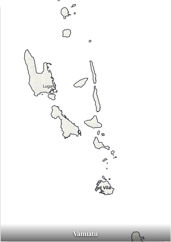 Vanuatu map poster — the country's outline filled with a real map