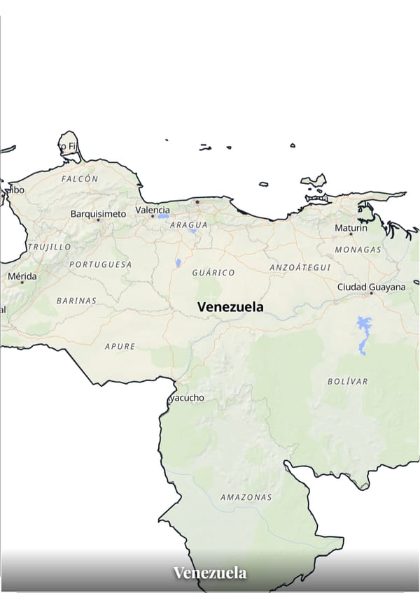 Venezuela map poster — the country's outline filled with a real map