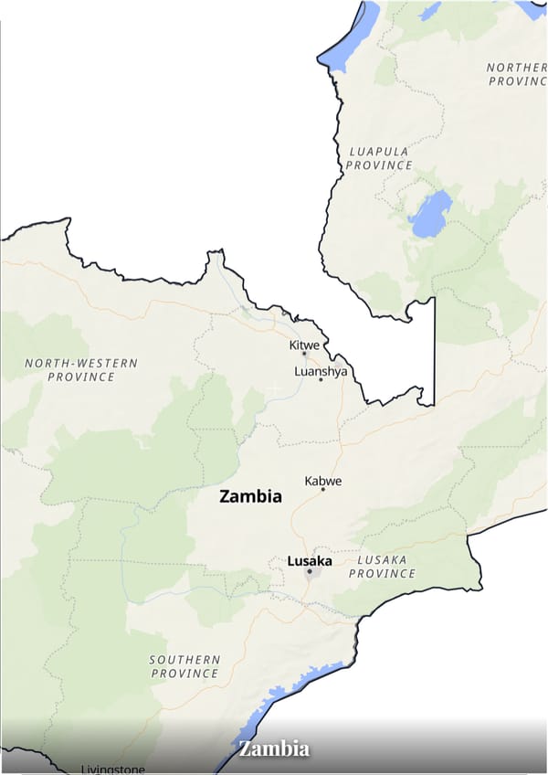 Zambia map poster — the country's outline filled with a real map