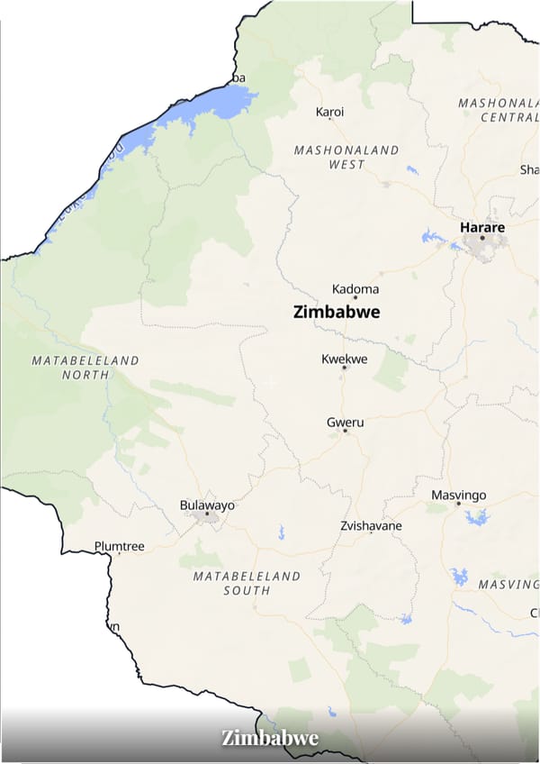 Zimbabwe map poster — the country's outline filled with a real map