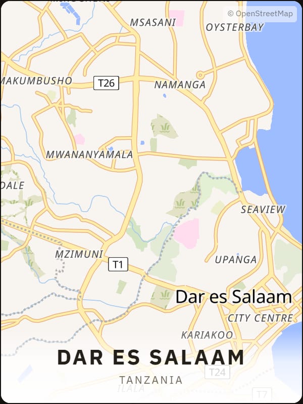 Dar es Salaam, Tanzania street map poster