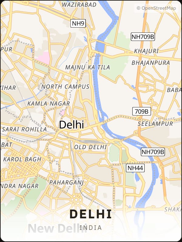 Delhi, India street map poster