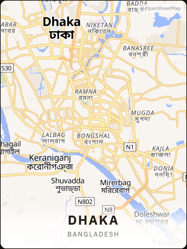 Dhaka, Bangladesh street map poster