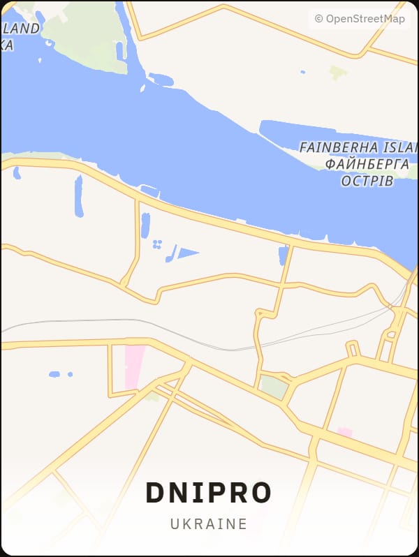 Dnipro, Ukraine street map poster