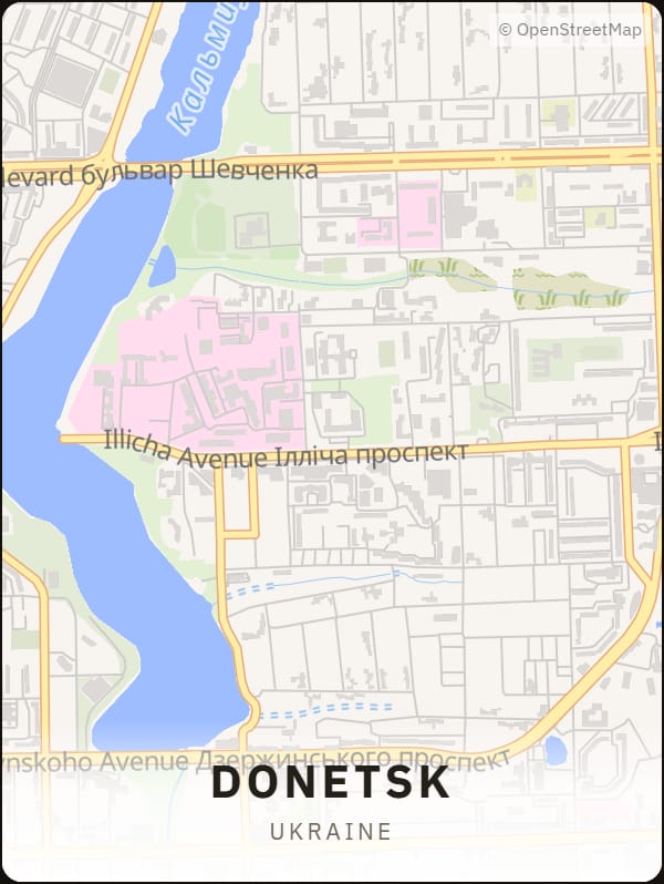 Donetsk, Ukraine street map poster