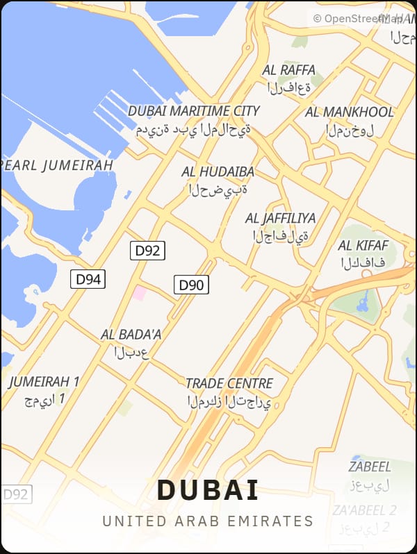 Dubai, United Arab Emirates street map poster