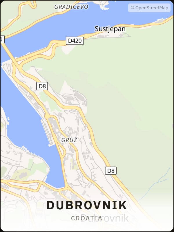 Dubrovnik, Croatia street map poster