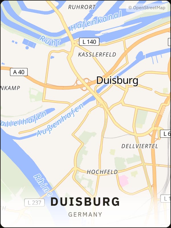 Duisburg, Germany street map poster