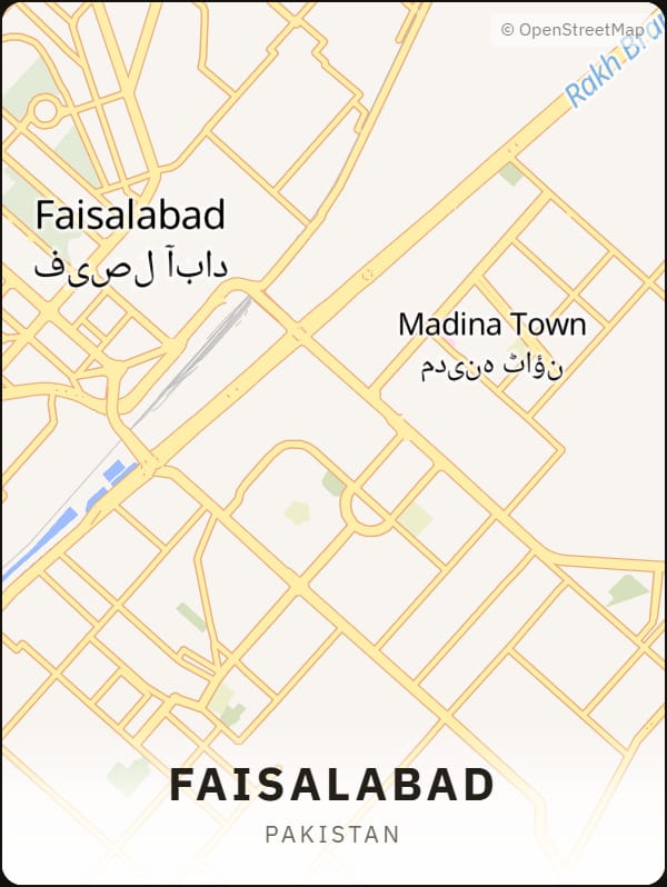 Faisalabad, Pakistan street map poster