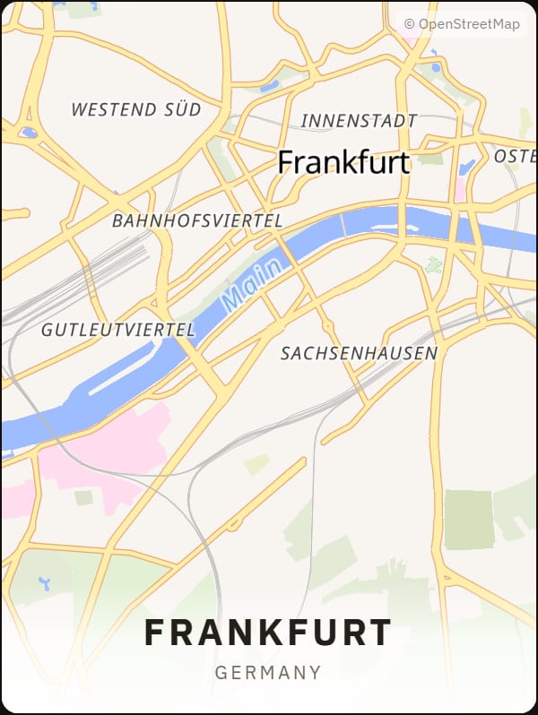 Frankfurt, Germany street map poster