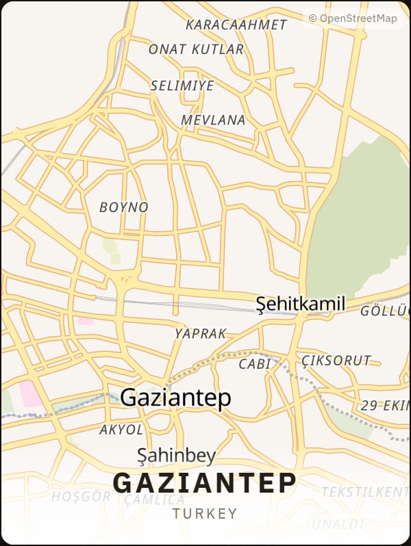 Gaziantep, Turkey street map poster