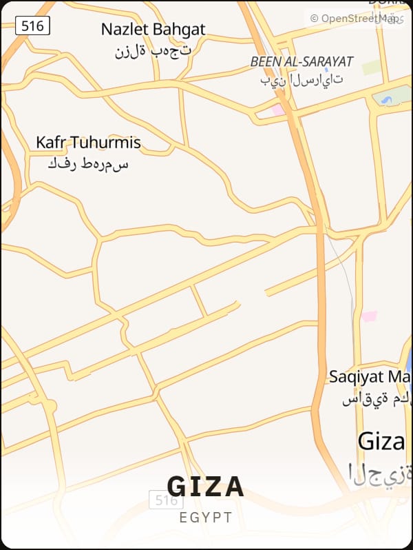 Giza, Egypt street map poster
