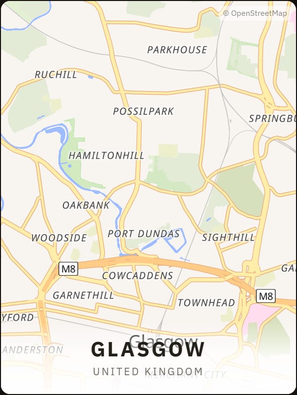 Glasgow, United Kingdom street map poster