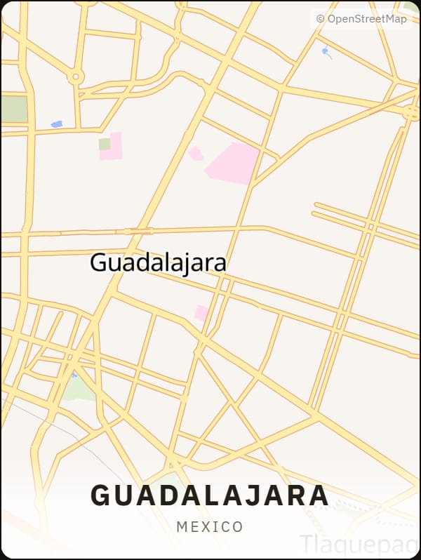 Guadalajara, Mexico street map poster