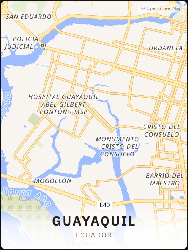 Guayaquil, Ecuador street map poster