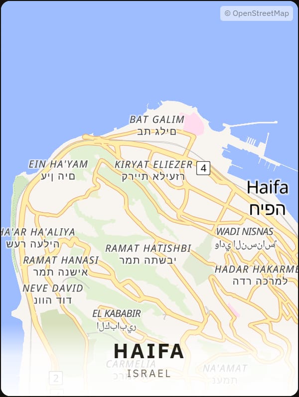 Haifa, Israel street map poster