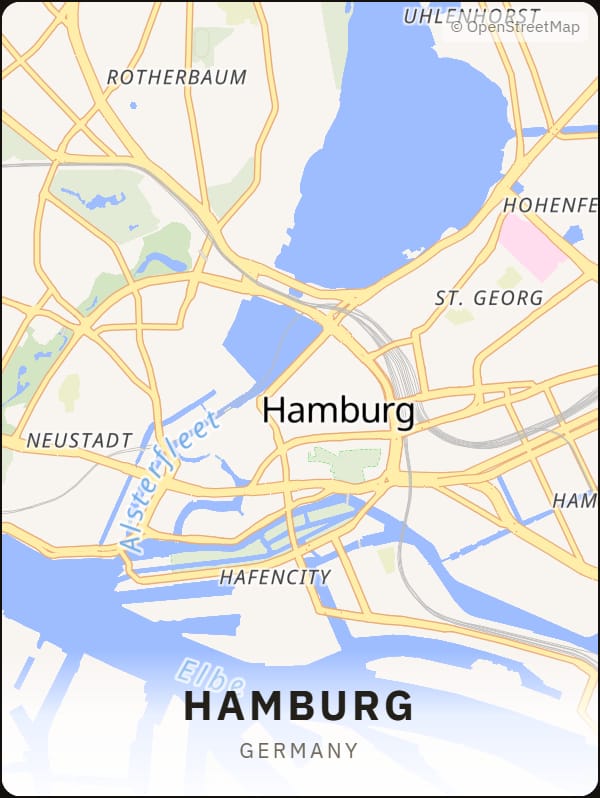 Hamburg, Germany street map poster
