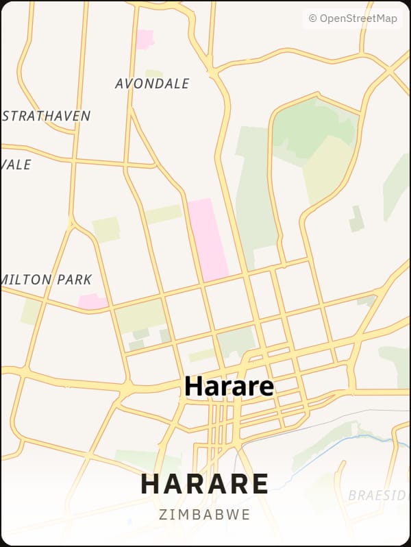 Harare, Zimbabwe street map poster