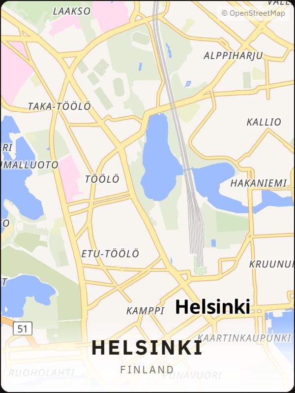 Helsinki, Finland street map poster
