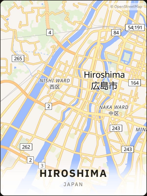 Hiroshima, Japan street map poster