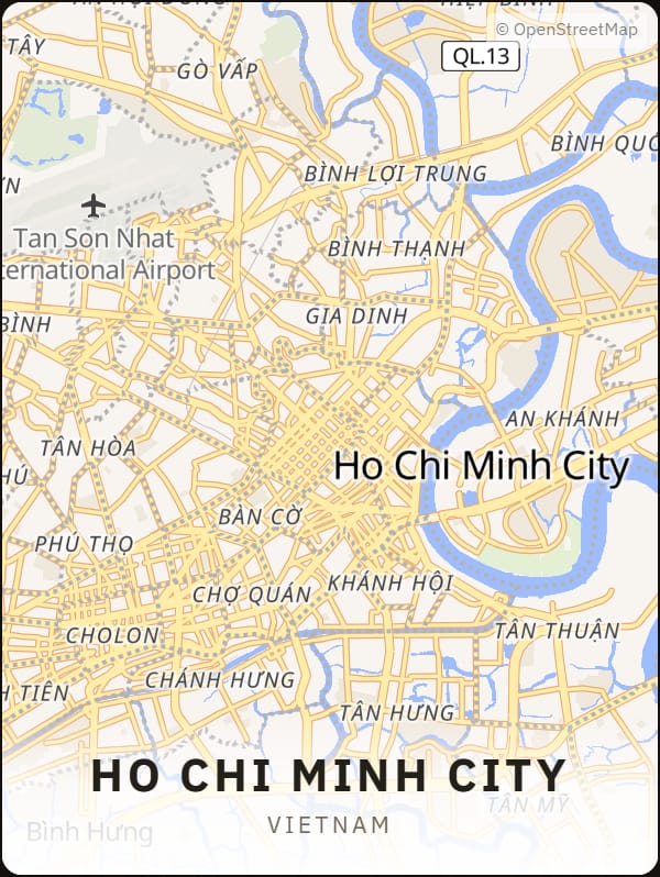 Ho Chi Minh City, Vietnam street map poster