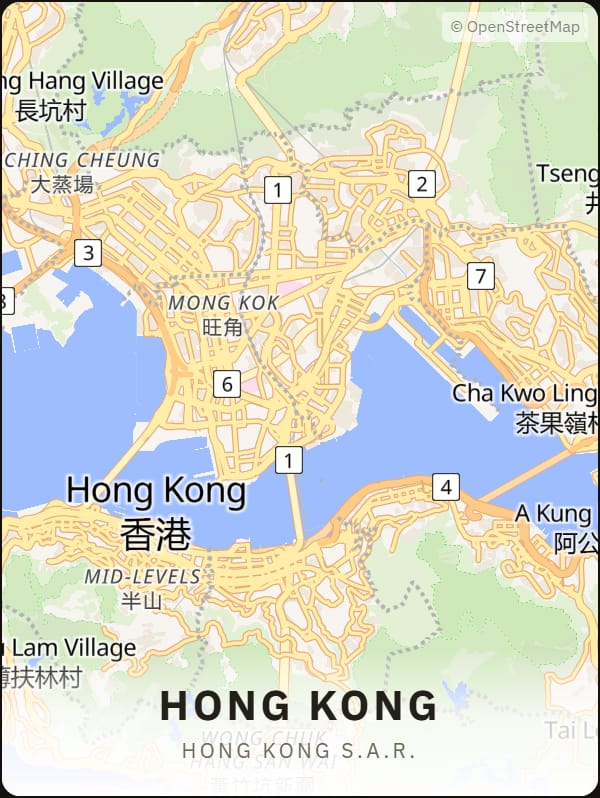 Hong Kong, Hong Kong S.A.R. street map poster