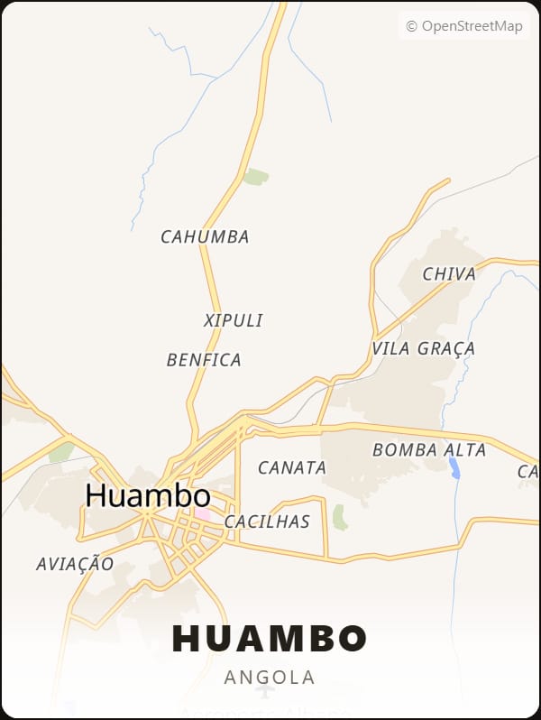 Huambo, Angola street map poster