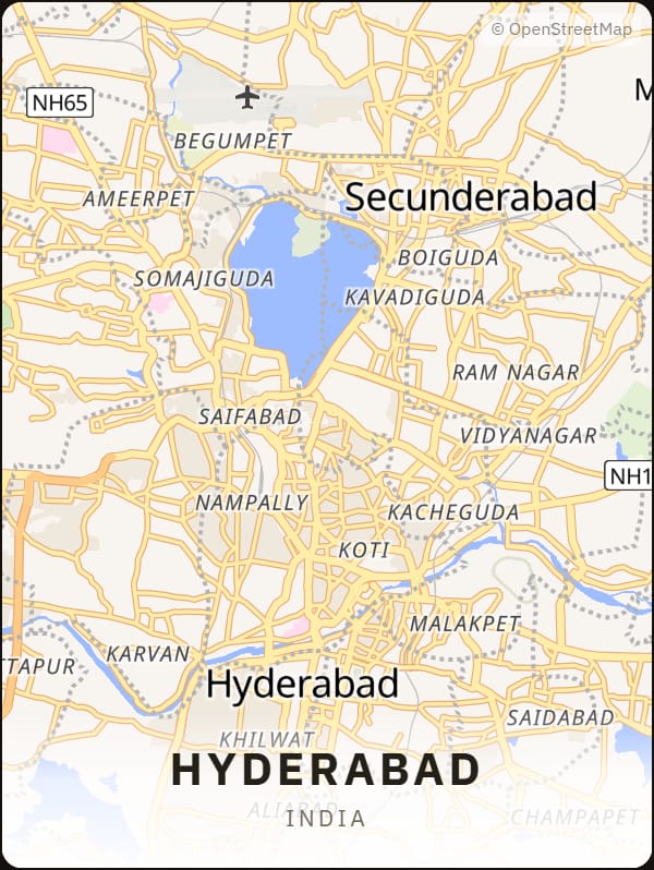 Hyderabad, India street map poster