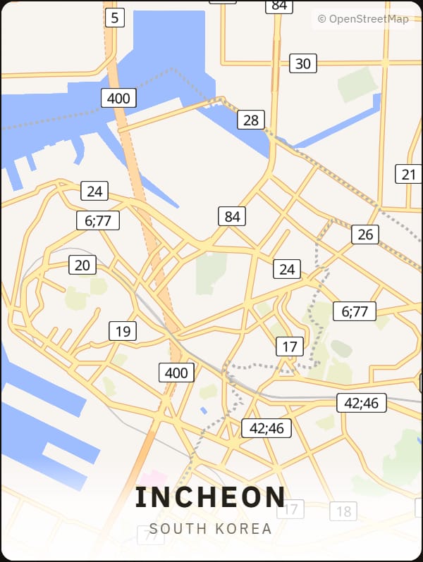Incheon, South Korea street map poster