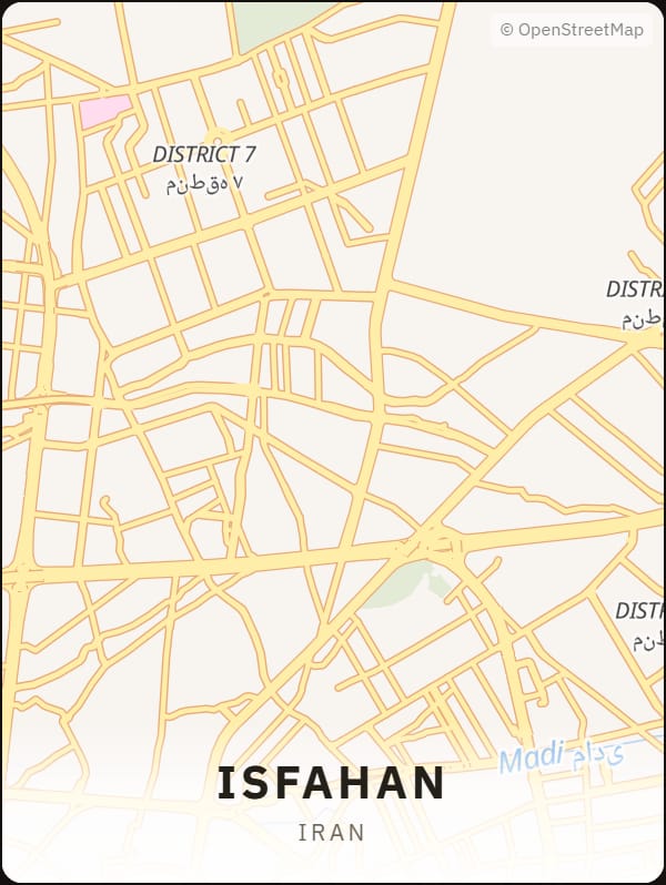 Isfahan, Iran street map poster