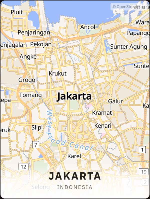 Jakarta, Indonesia street map poster