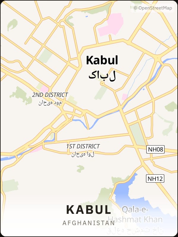 Kabul, Afghanistan street map poster