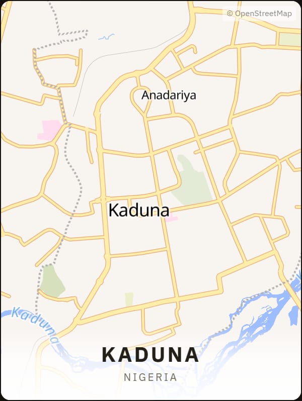 Kaduna, Nigeria street map poster