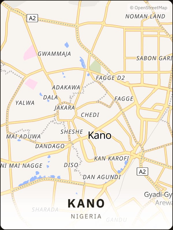 Kano, Nigeria street map poster
