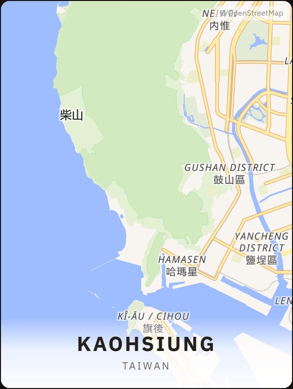 Kaohsiung, Taiwan street map poster