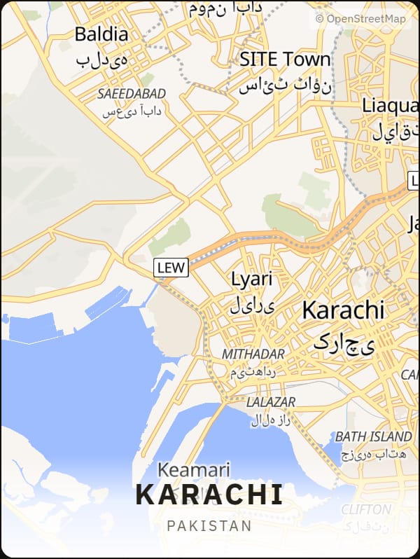 Karachi, Pakistan street map poster